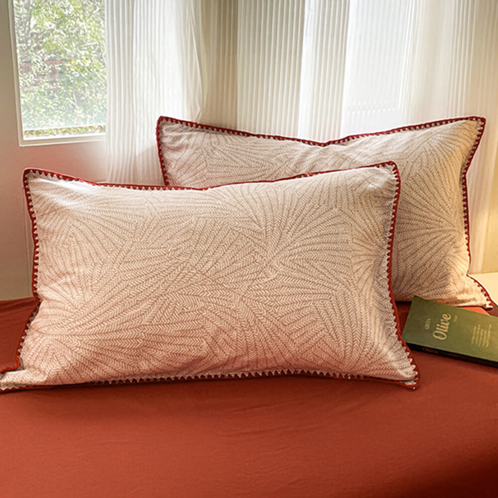 Ropa de cama lijada de algodón puro de estilo de hoja clásico