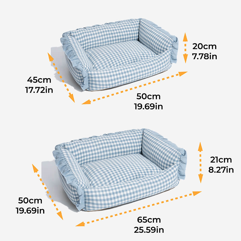 Fashion Ruffle Plaid Detachable Warm Dog & Cat Bed - FUNNYFUZZY