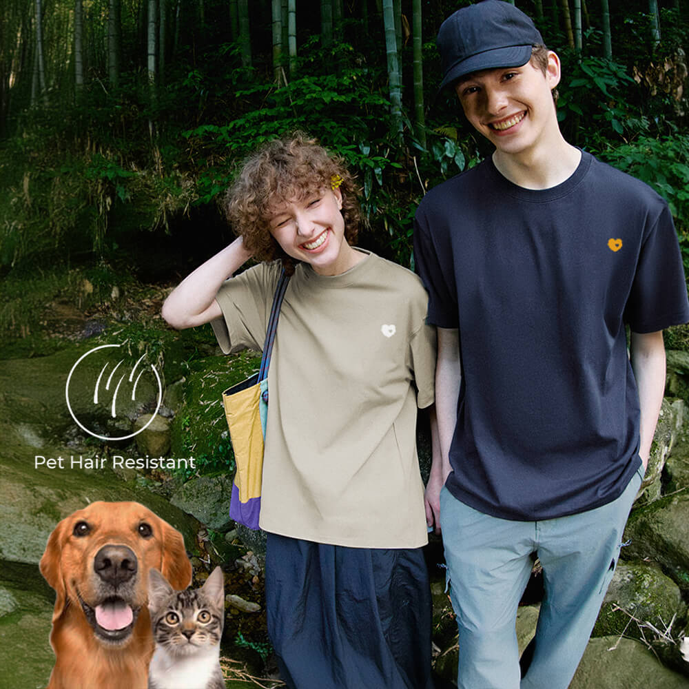 T-shirt unisexe léger et résistant aux poils d'animaux, couleur unie