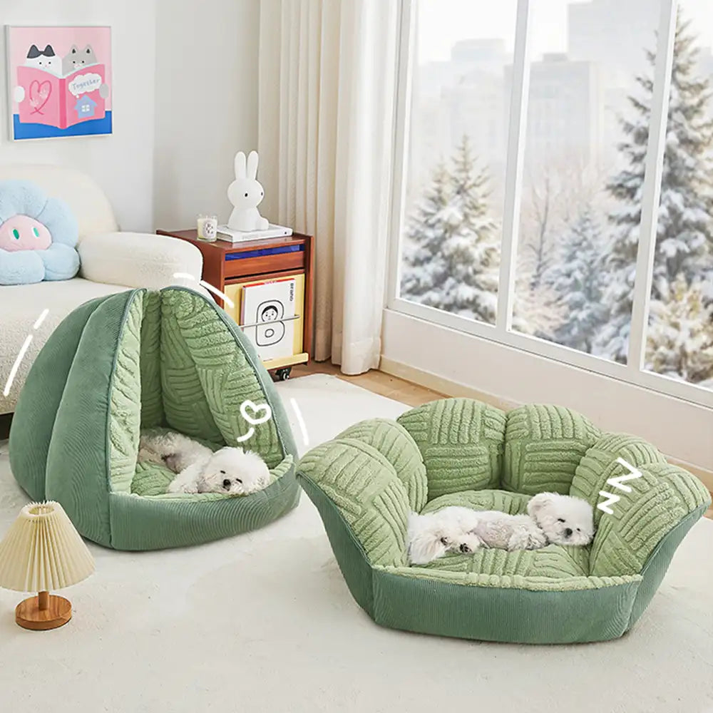 Multifunctional Semi-Enclosed Cave Dog Bed Warming Pet Bed