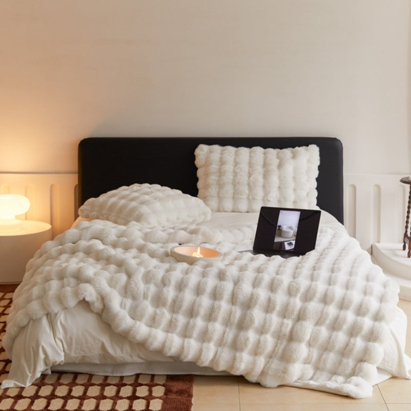 Coperta di pelliccia di coniglio in finta contropia a doppio strato premium