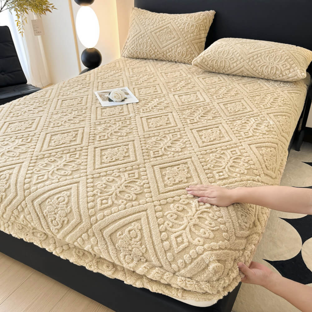 Coperchio di materasso in velluto caldo in velluto caldo in rilievo barocco