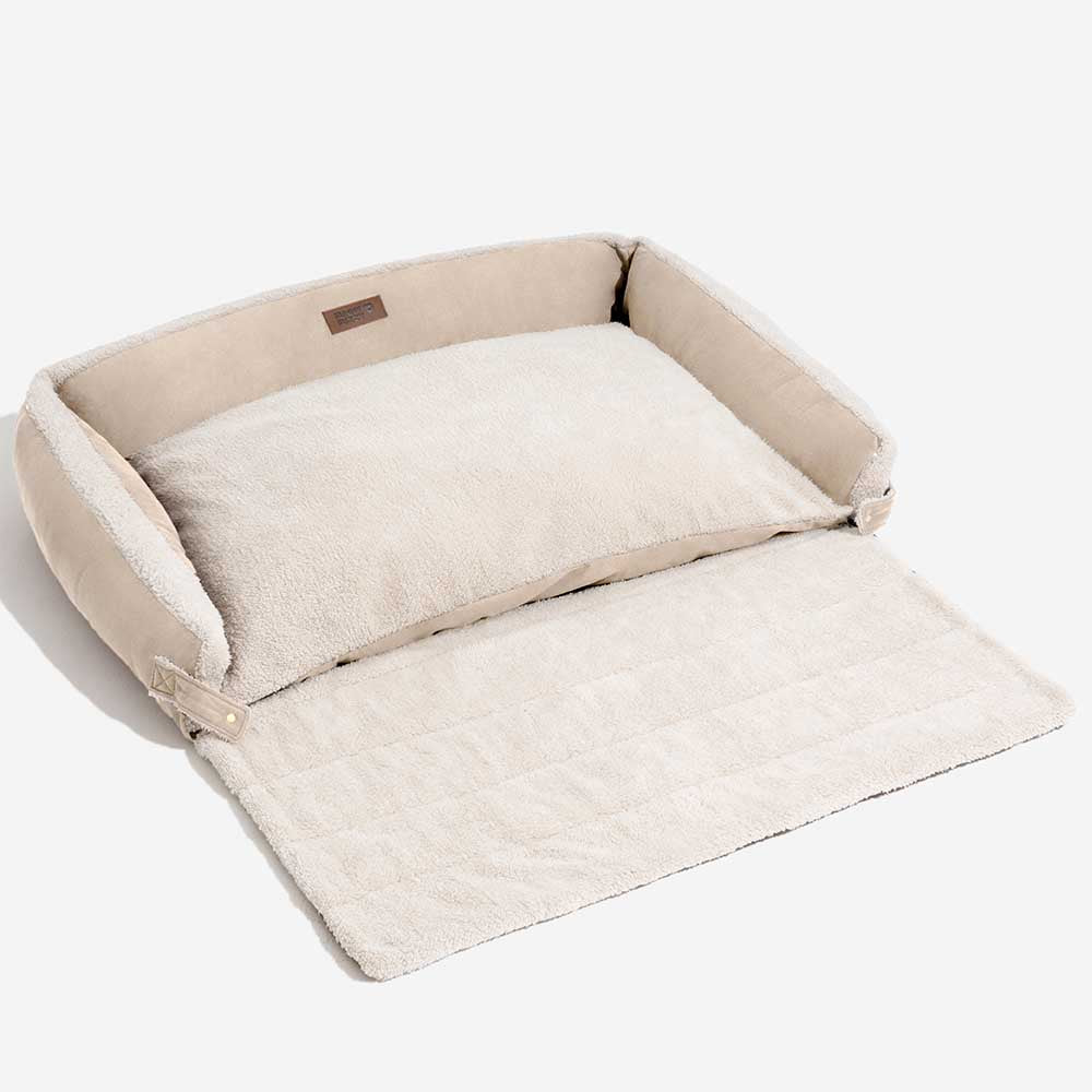 Cama de perros ergonómica de perros ergonómica elegible y expansible - Patillas tranquilas