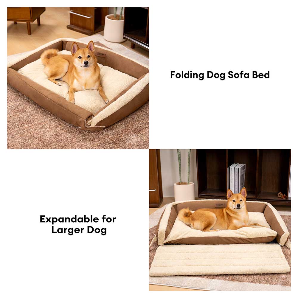 Cama de perros ergonómica de perros ergonómica elegible y expansible - Patillas tranquilas