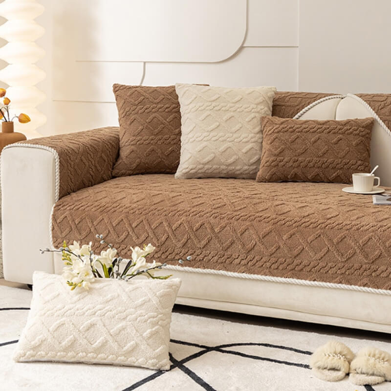 Couverture de canapé de décoration de protection de canapé en peluche douce épaissie