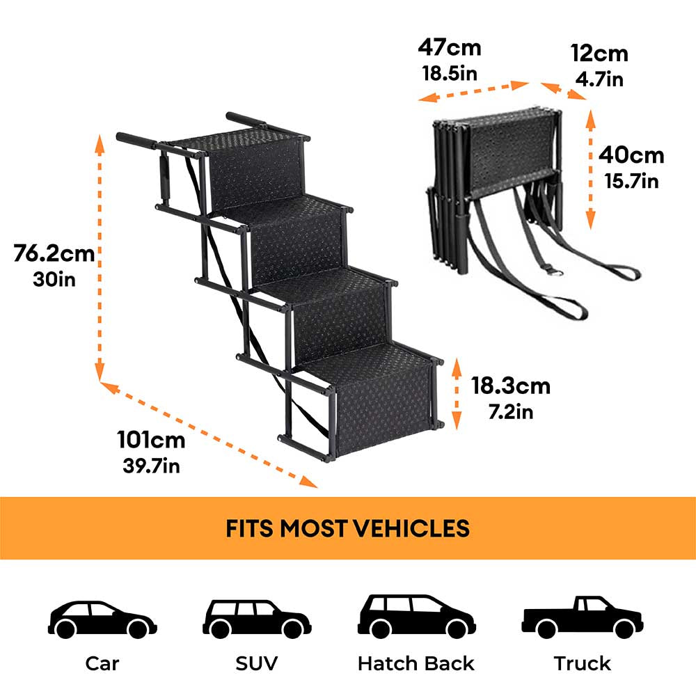 Viaggia per le scale per auto non slip per cani a 4 fasi portatili