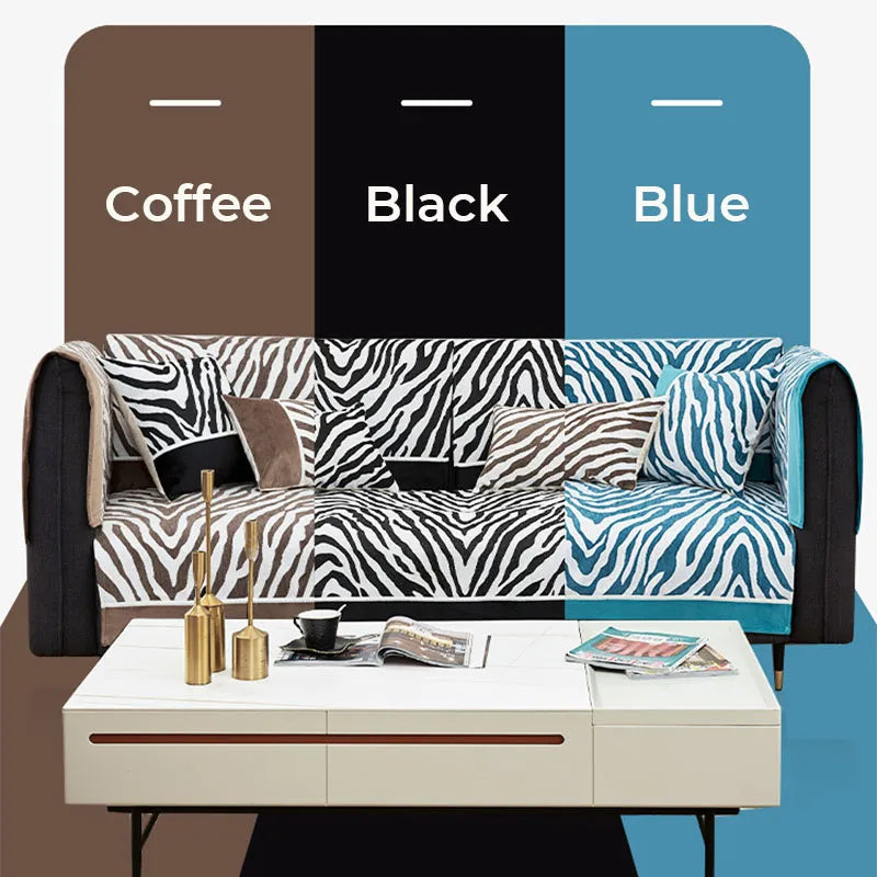 Cubierta del sofá de protector de muebles de chenilla de cebra salvebra