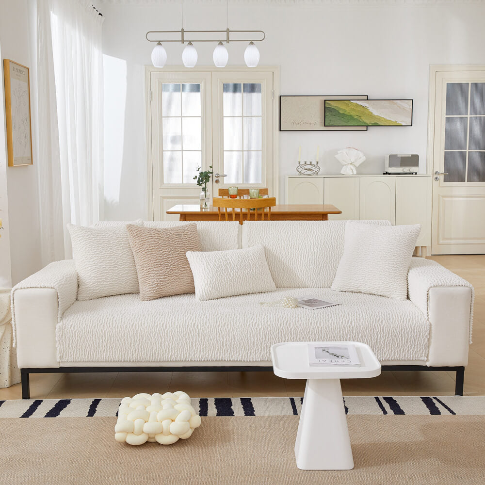 Crema Cover di divano anti-scratch in pile berber