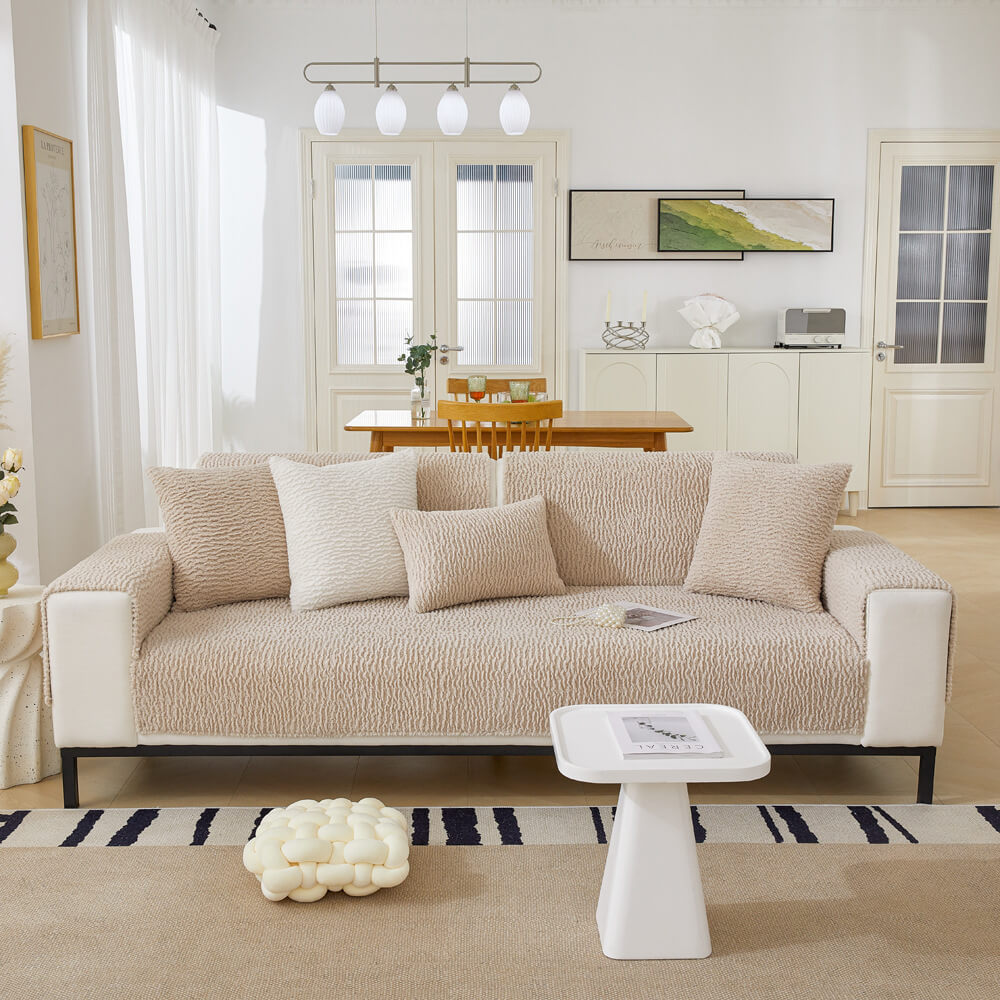 Crema Cover di divano anti-scratch in pile berber
