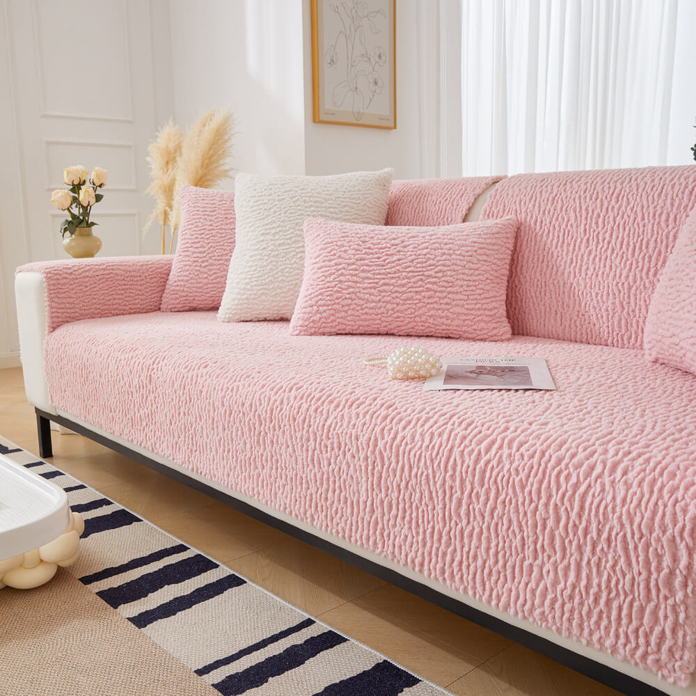 Crema Cover di divano anti-scratch in pile berber
