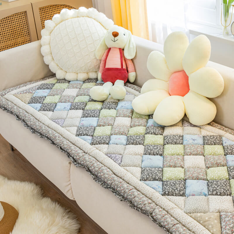 Copertura floreale di divano protettivo in cotone puro fatto a mano