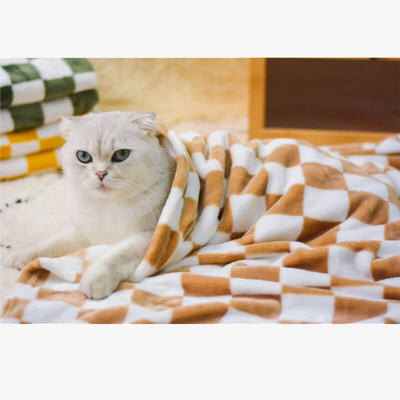 Elegante coperta per pet in flanella a scacchi e coperta per gatti