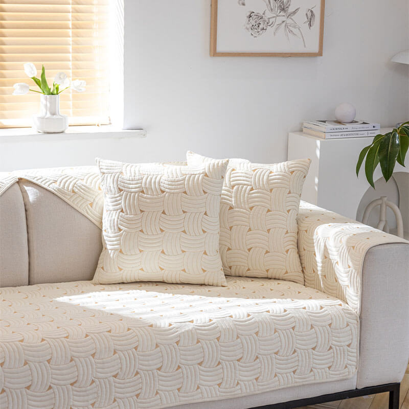 Coperchio di divano sezionale trapuntato in cotone trapunte.