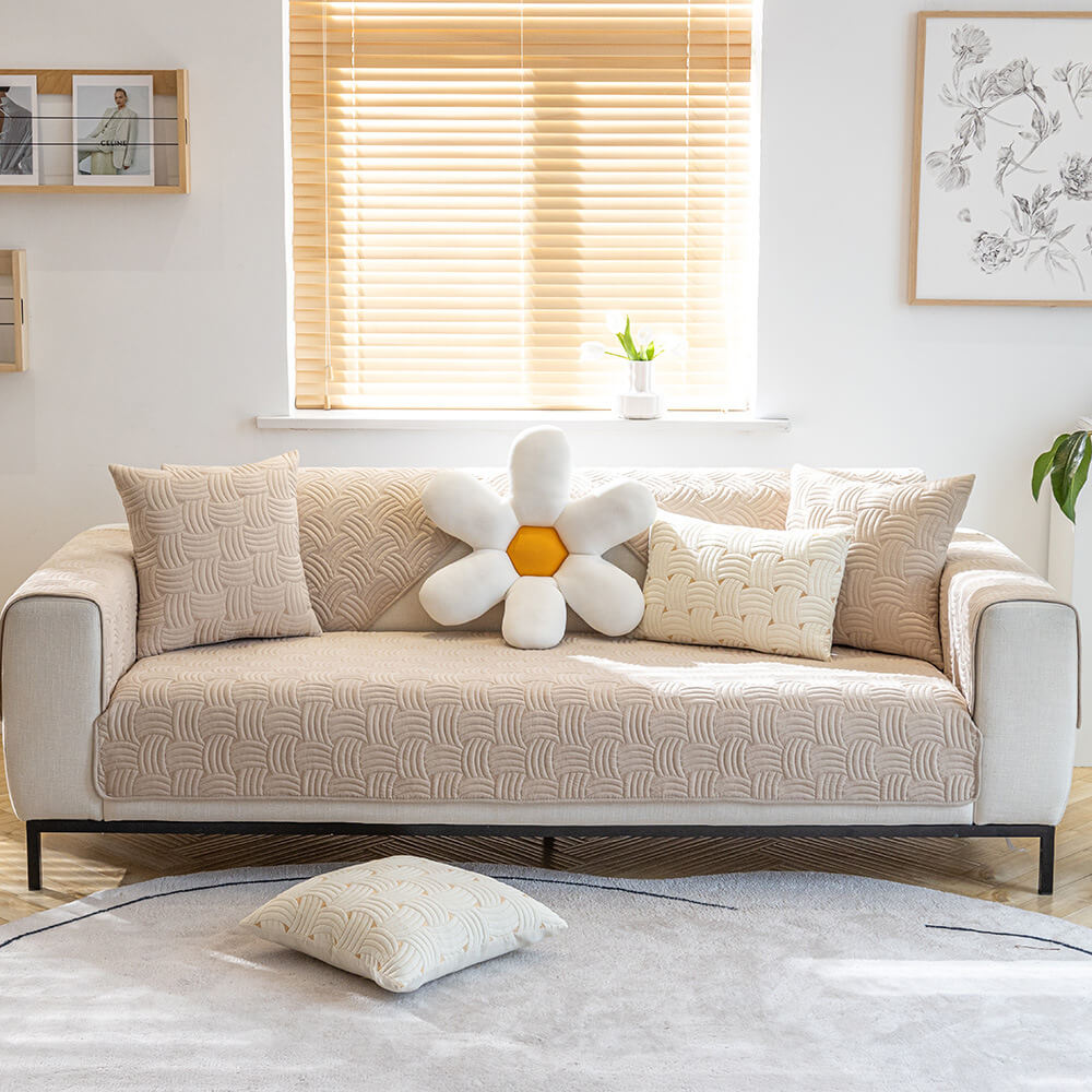 Coperchio di divano sezionale trapuntato in cotone trapunte.