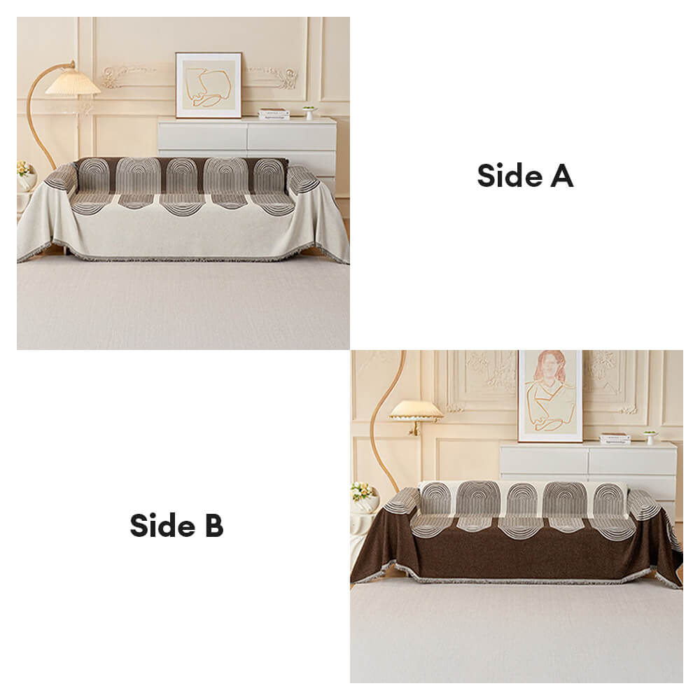 Patrón geométrico Cubierta de sofá de chenilla reversible