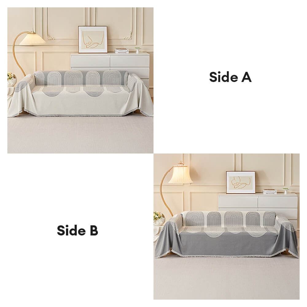 Patrón geométrico Cubierta de sofá de chenilla reversible