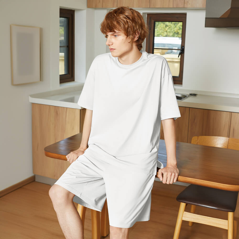 Coppia a manica corta a colori a colore puro ecologico resistente agli animali domestici.