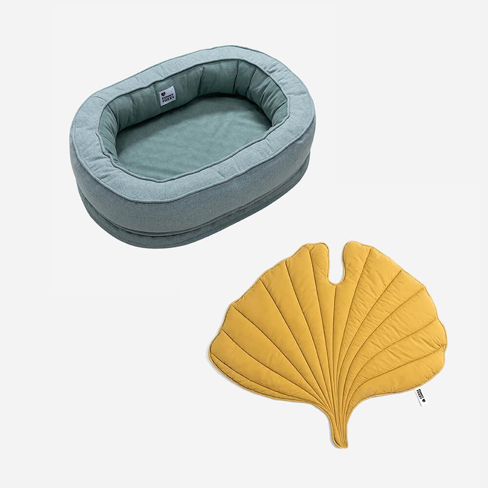 Leaf Shape Dog Blanket With Donut Dog Bed Luxury Dog Gifts - FUNNYFUZZY