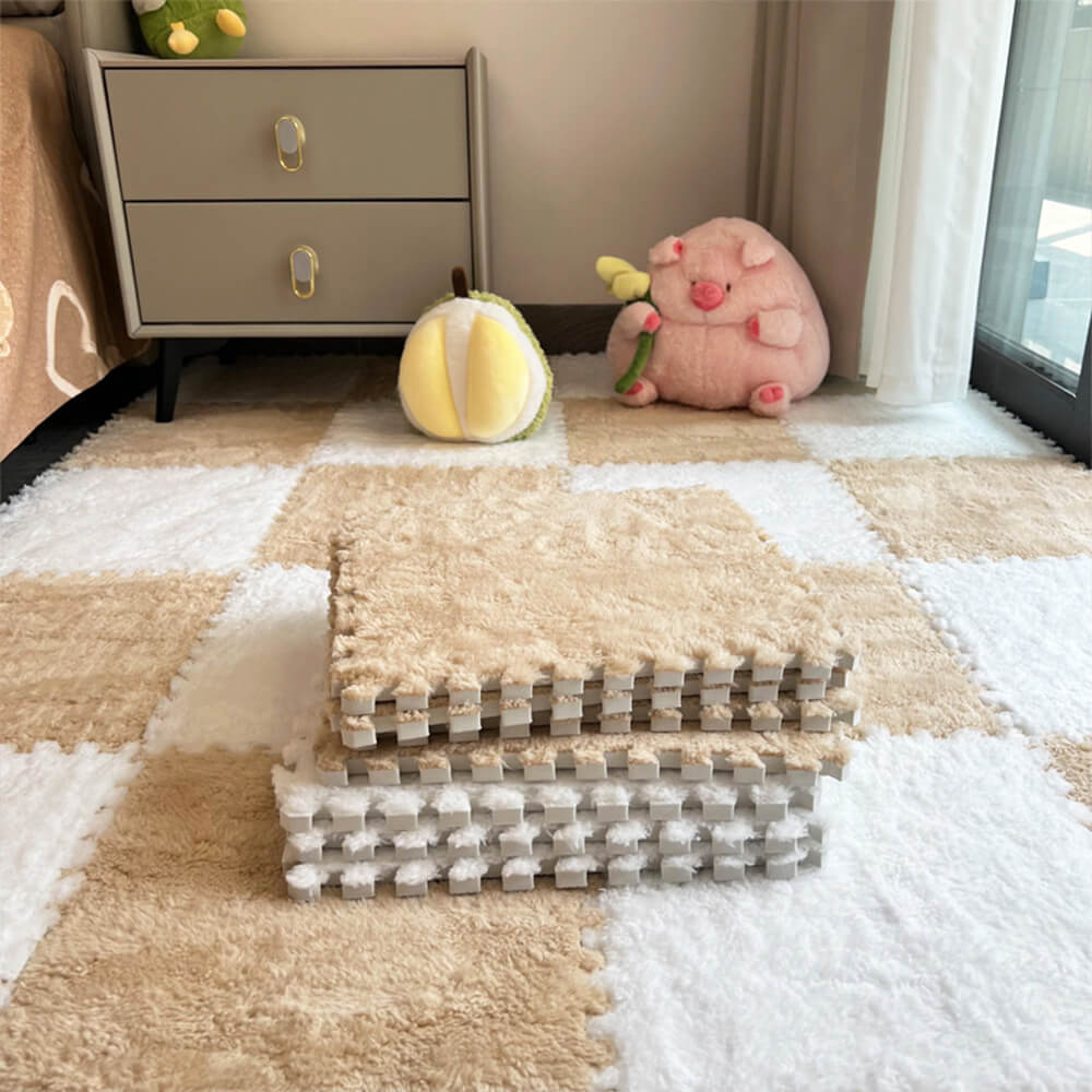 Soft Plush Checkerboard Anti-Slip Lightweight Home Area Rug