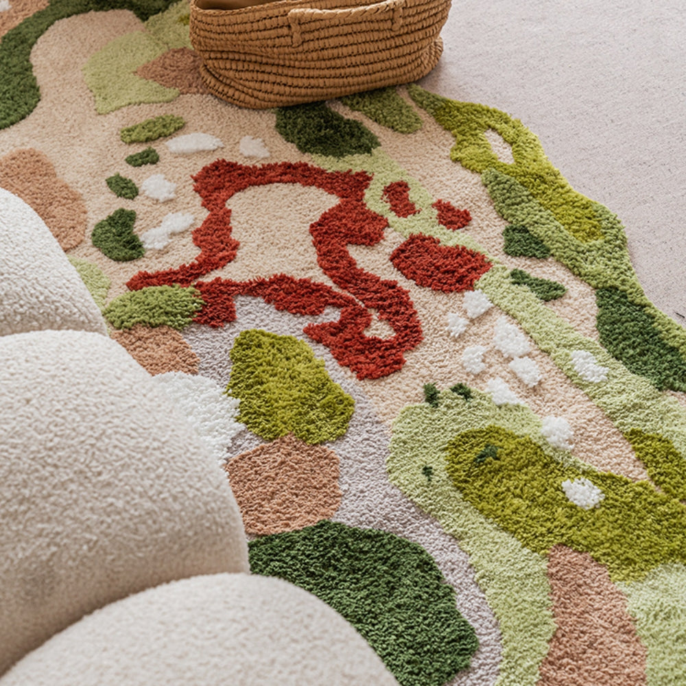 Forest Flocking Moss Rug Irregular Floor Mat Pet Mat