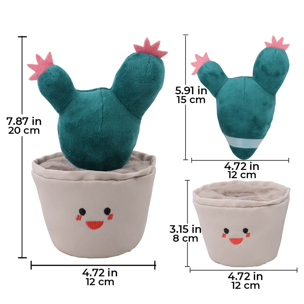 Juguete interactivo con alimentador lento para perros, juguete de peluche de Cactus, chillón