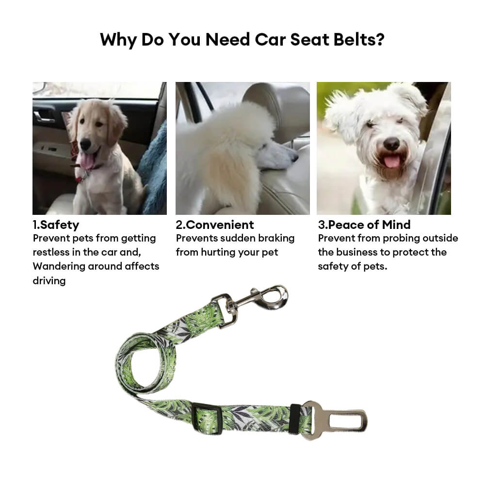 Adjustable Printed Nylon Dog Leash Pet Car Seat Belt