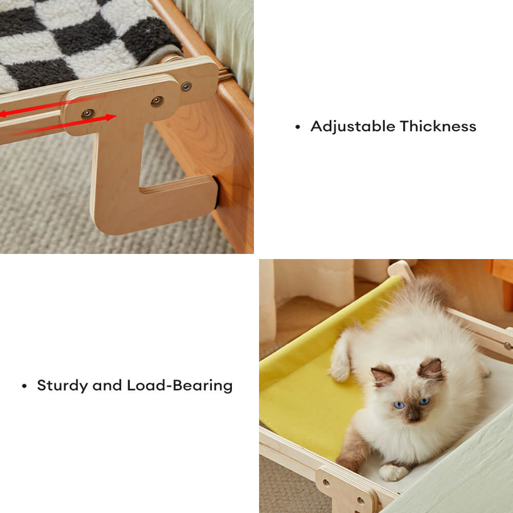 Comfortable Sturdy L-Shaped Wooden Hanging Hammock Cat Bed