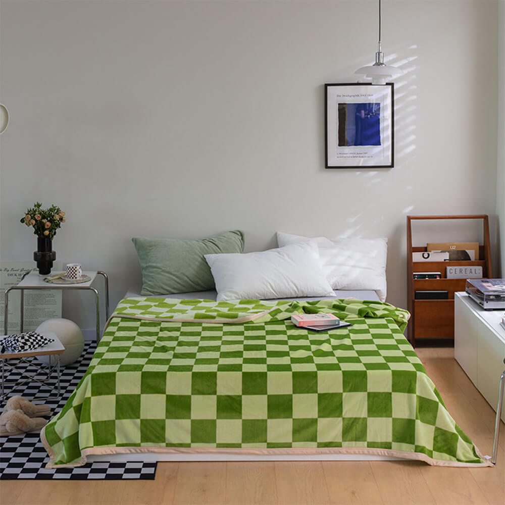 Contrasting Checkerboard Multi-Purpose Flannel Blanket