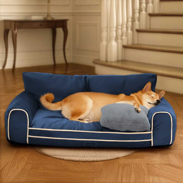 Deluxe Silk Velvet Removable Bolster Orthopedic Dog Bed With Pillow - RegalRest