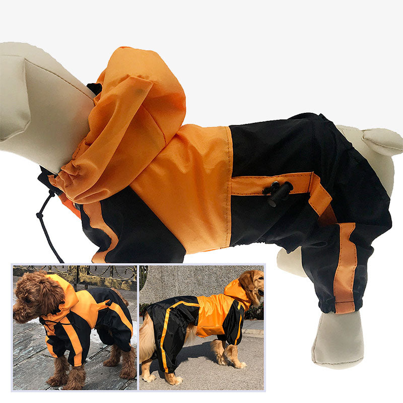 Impermeable de cobertura completa para perros impermeable de tela Oxford con patas y capucha