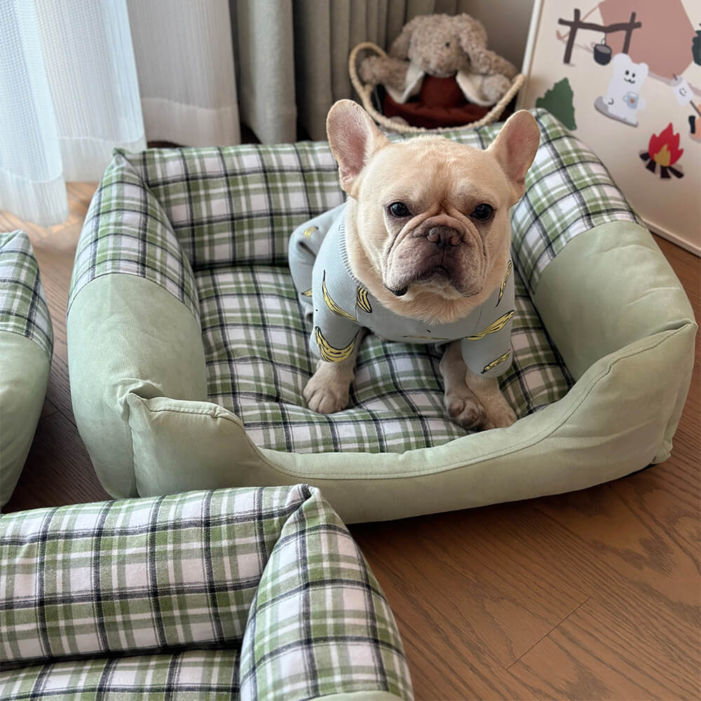 Gingham Leisure Removable Thickened Bolster Dog & Cat Bed