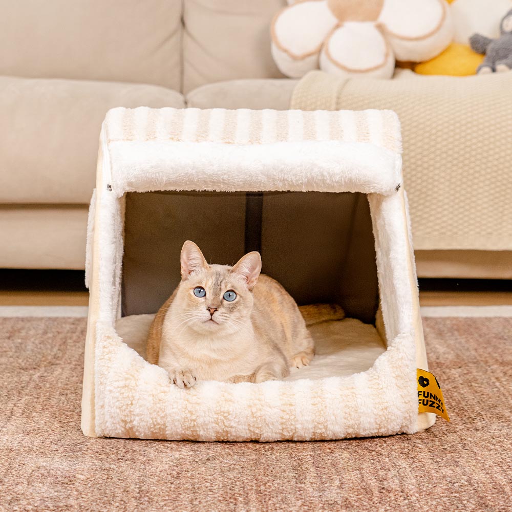 Striped Cozy Cat House - Cozy Retreat