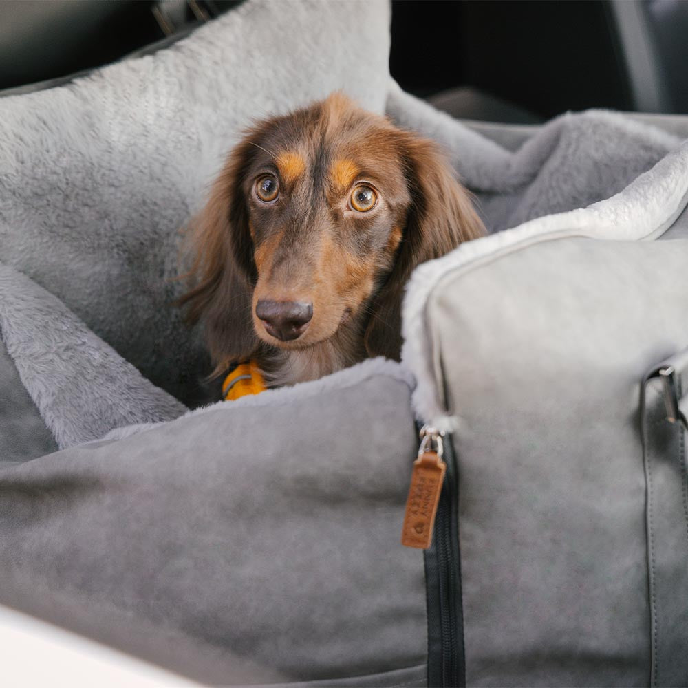 Großer, flauschiger, wärmender und rutschfester Hundetransporter-Autositz – Ride and Rover