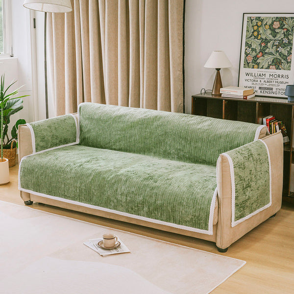 Protector de muebles de alfombra de mascotas a rayas a rayas de toda la temporada con cubierta del sofá del reposabrazos: manténgase quieto