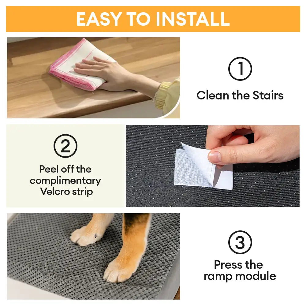 Modular Foam Dog Ramp Stairs for Staircase Stairs with Velcro