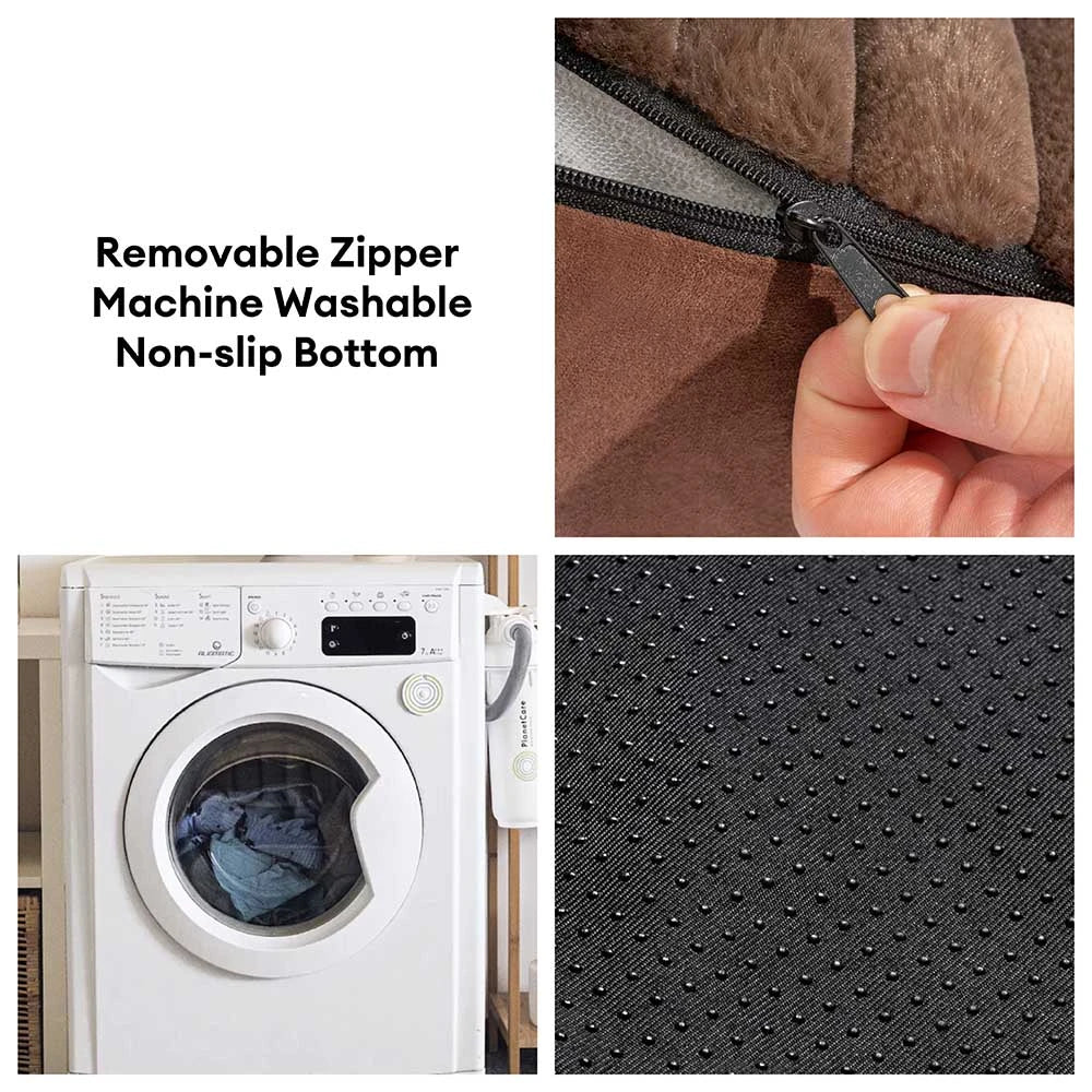 Cama de perro lavable de doble cara retro ante con almohada-Sweetdream