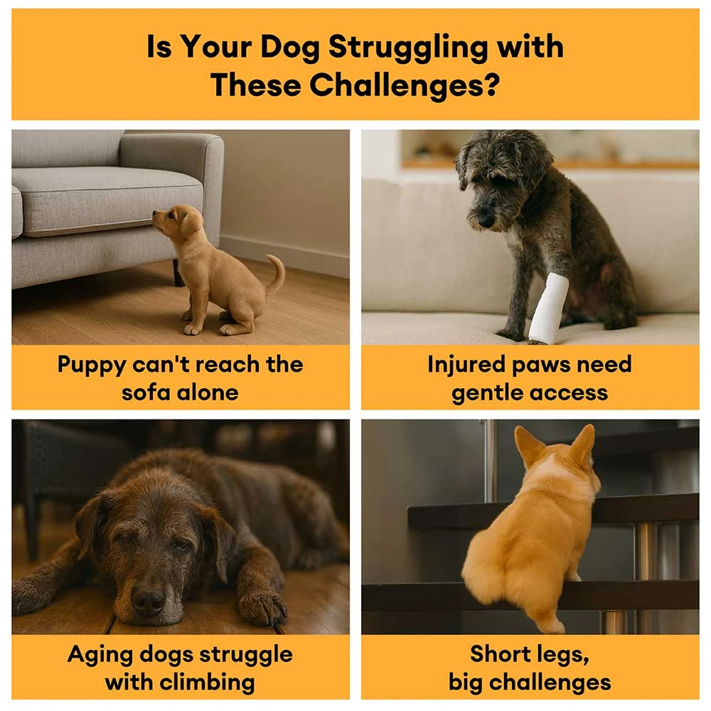 Plush Plaid High-Density Sponge Removable Pet Ramp Stairs - ComfyClimb