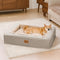 Warm Plush & Faux Leather Wraparound Orthopedic Dog Bolster Bed