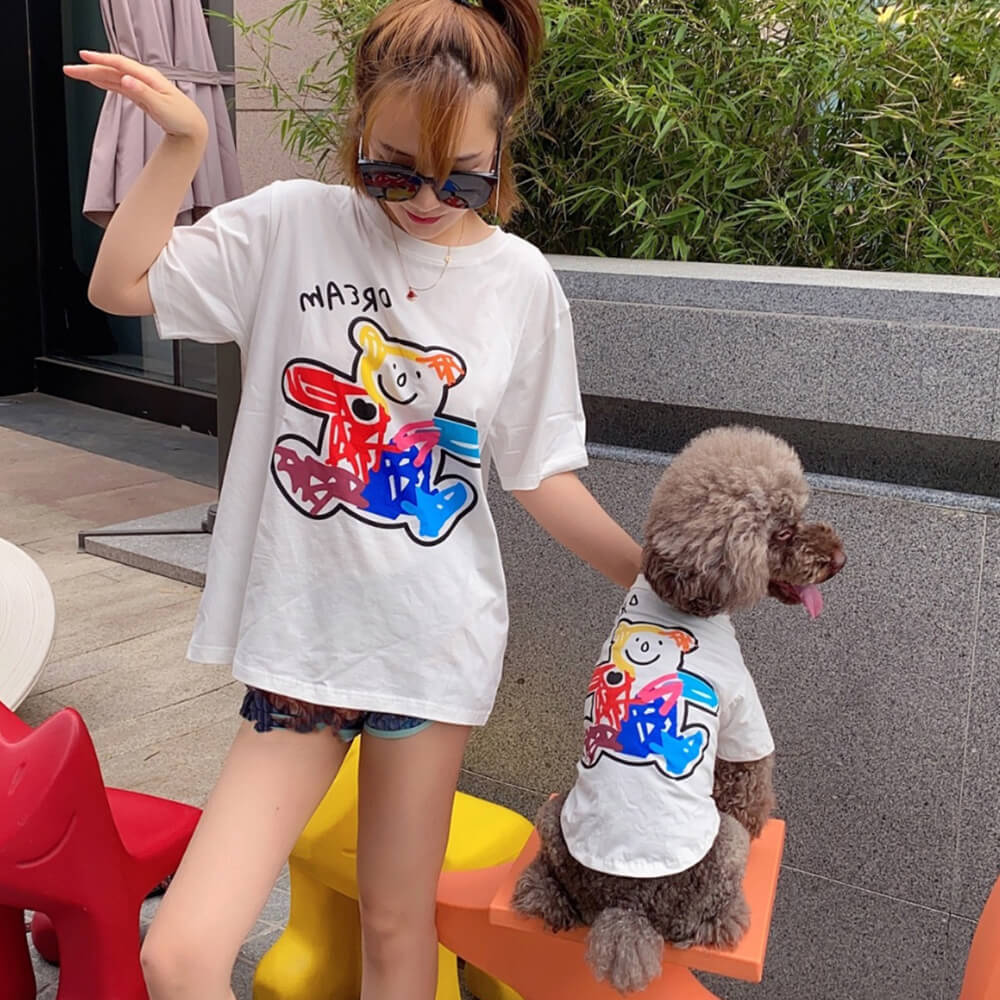 Ropa para mascotas Camiseta de moda con oso para padres e hijos