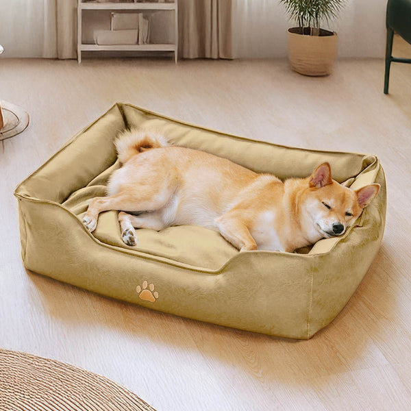 Luxury Faux Leather Waterproof Removable Dog Sofa Bed