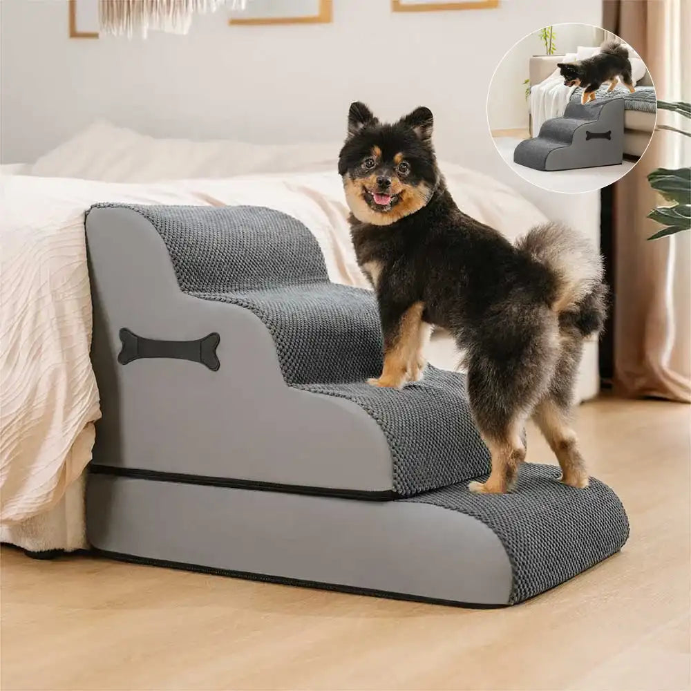 Adjustable Non-Slip Washable Soft Dog Stairs with Gentle Ramp