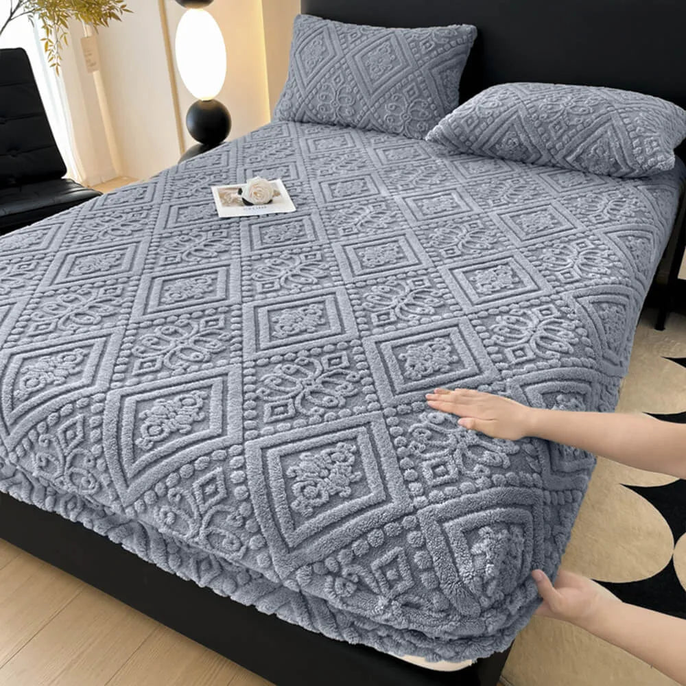 Coperchio di materasso in velluto caldo in velluto caldo in rilievo barocco