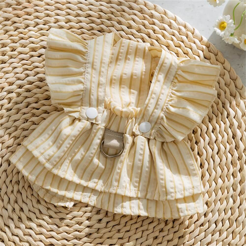 Striped Ruffle Dog Harness Dress