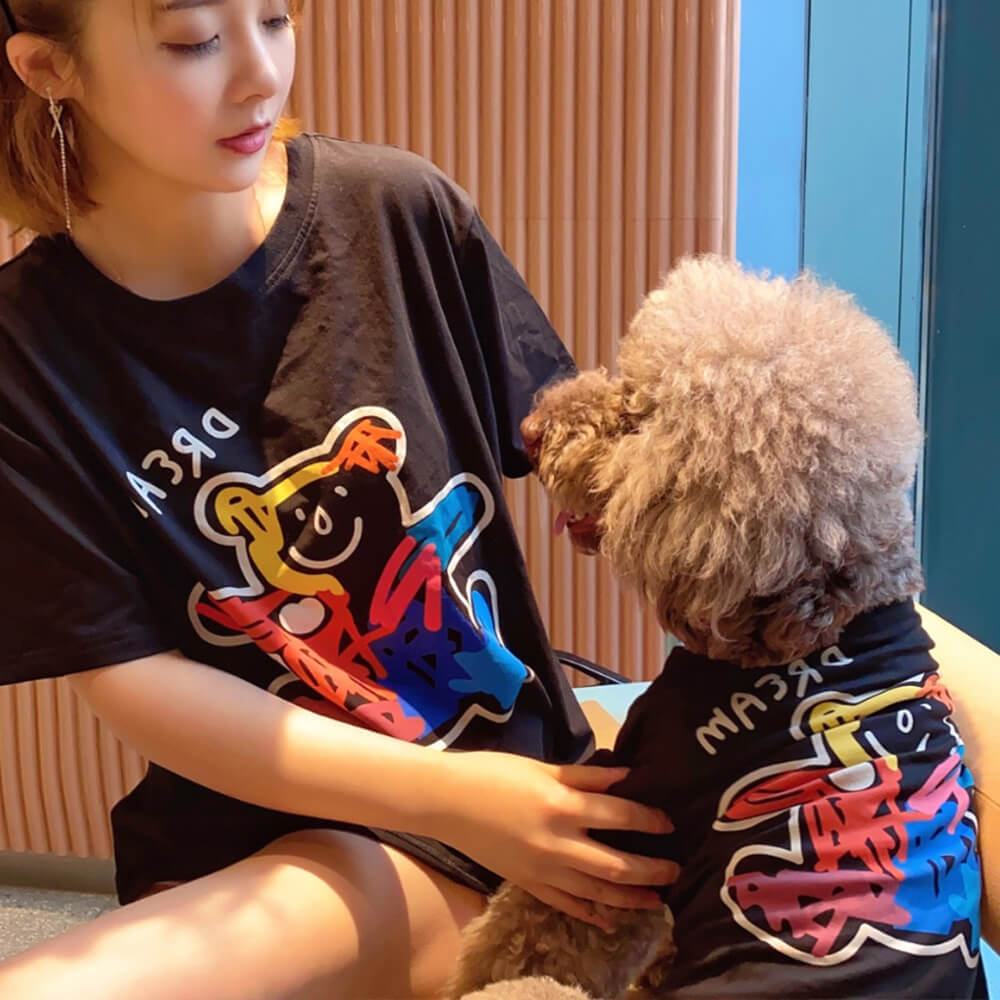 Ropa para mascotas Camiseta de moda con oso para padres e hijos