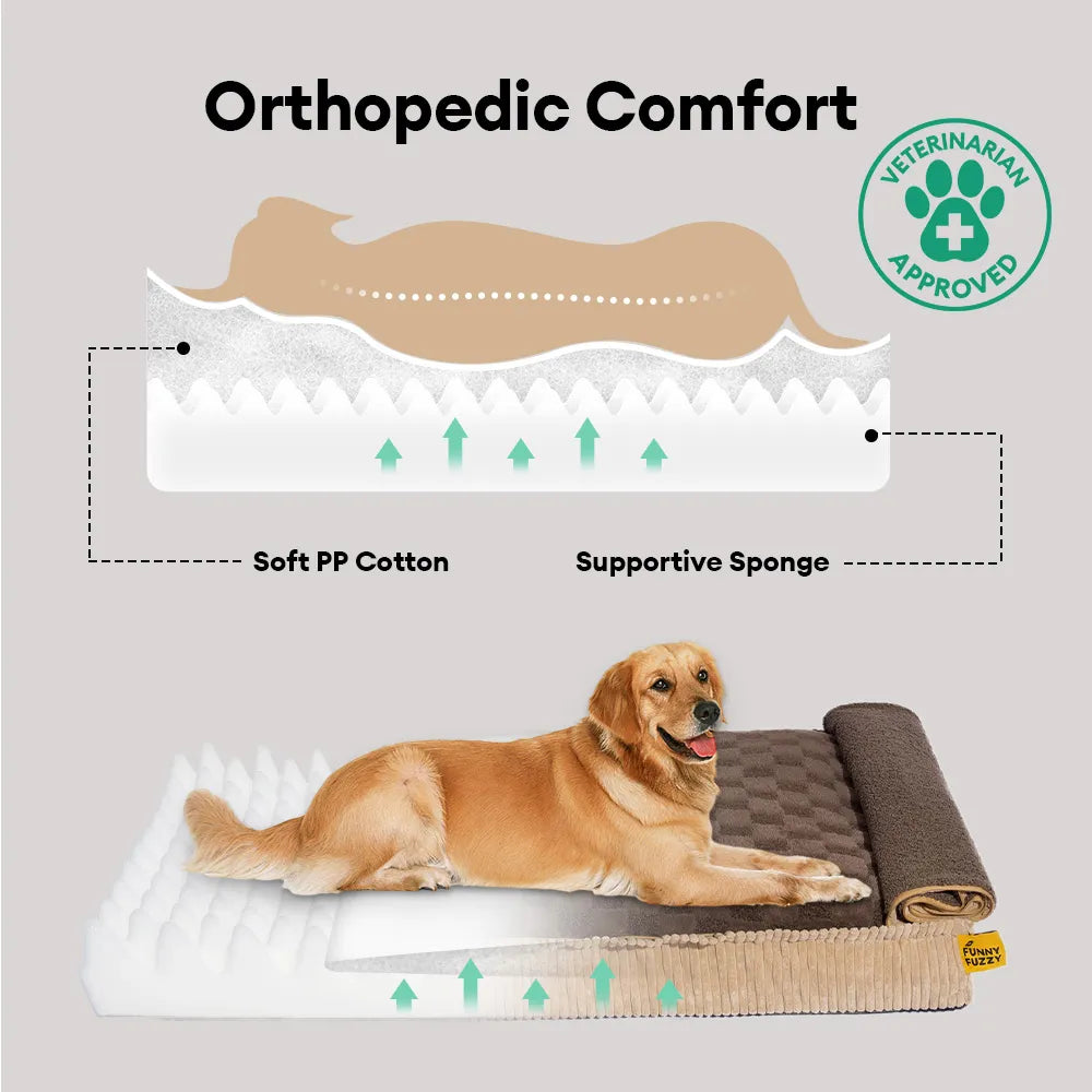 Fluffy Warm Detachable Orthopedic Dog Bed- Checker Cocoon