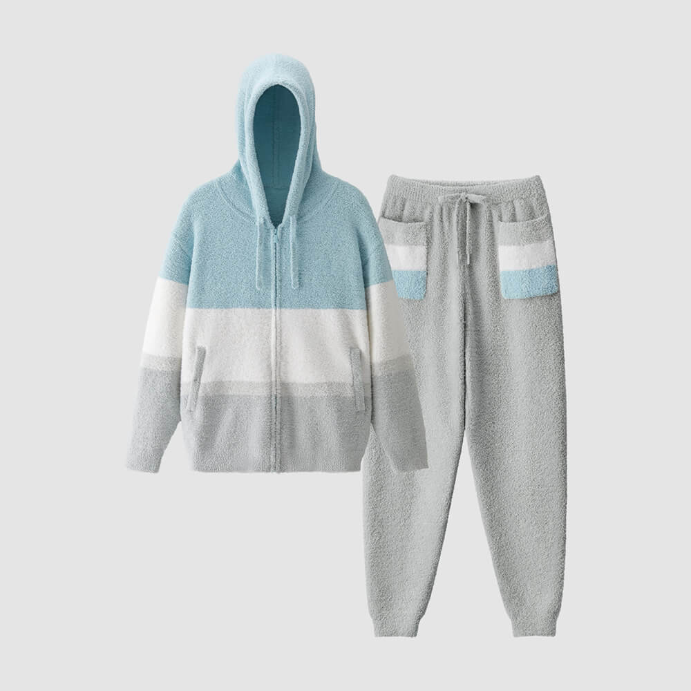 Mondrian-Inspired Ultra Soft Hooded Knit Pajama Set for Pets and Owners