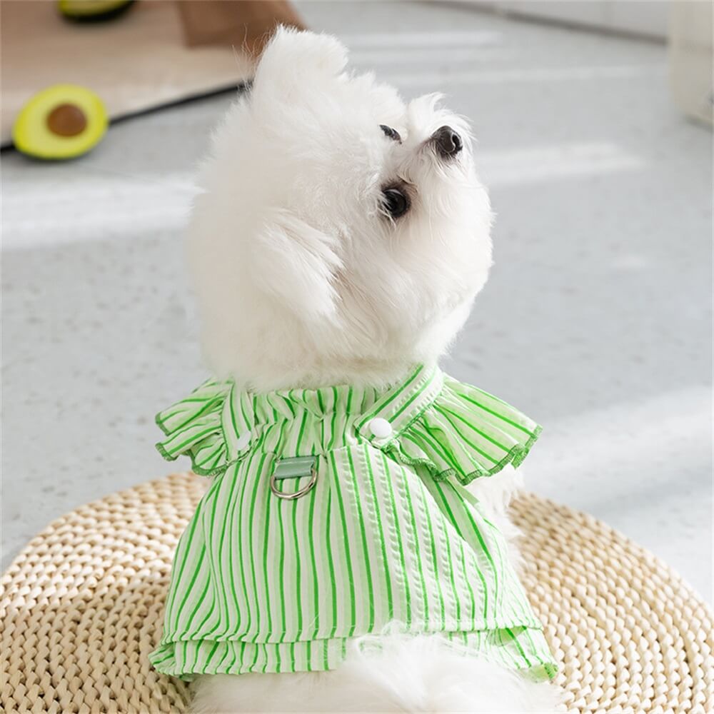 Striped Ruffle Dog Harness Dress