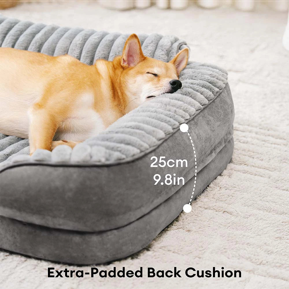 Fluffy Plush Orthopedic Washable Bolster Dog Bed - ComfyPaws