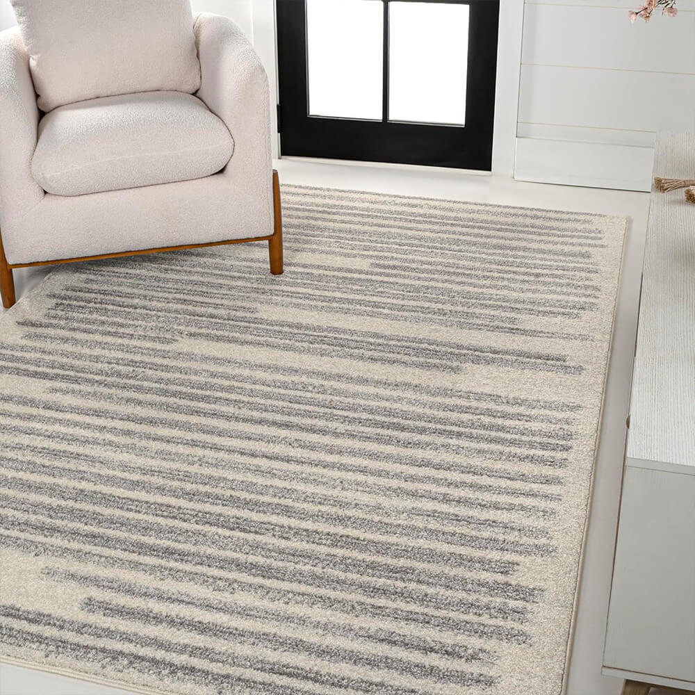 Tapis de maison en faux cachemire de style moderne et simple à texture de ligne