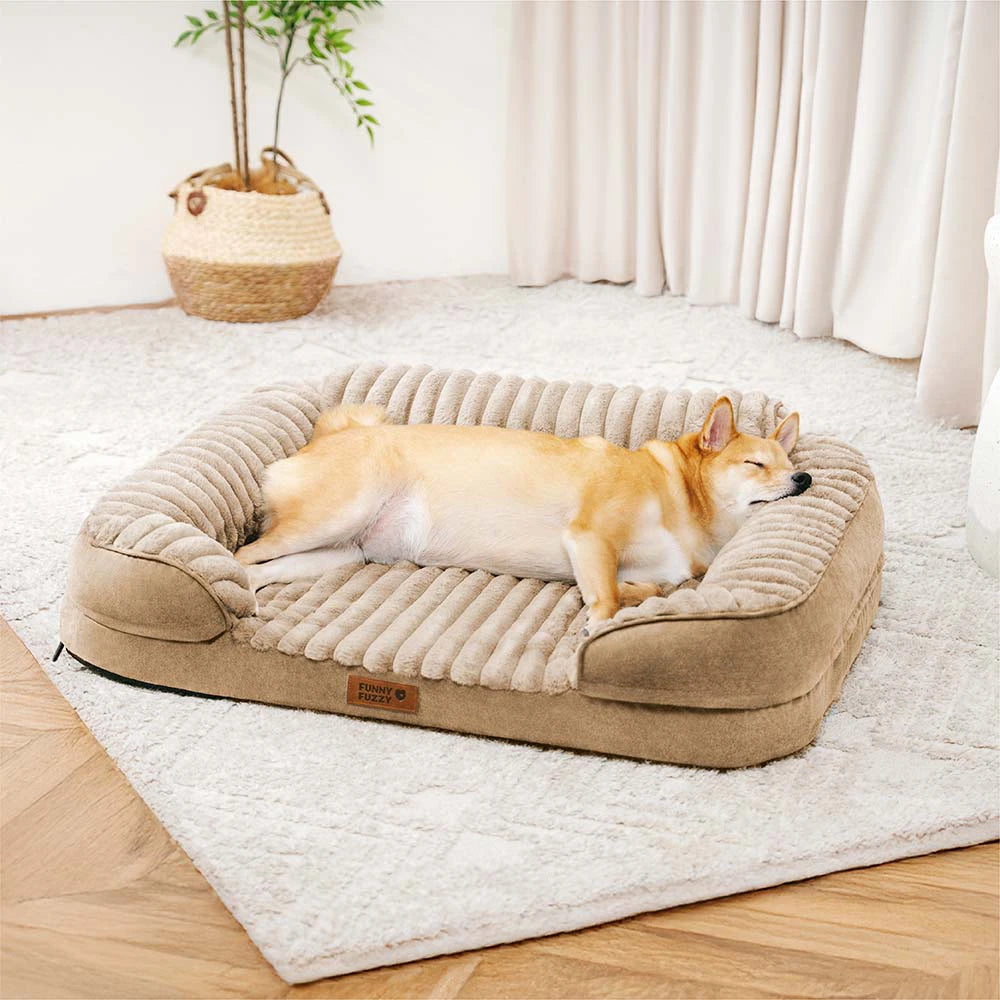Fluffy Plush Orthopedic Washable Bolster Dog Bed - ComfyPaws